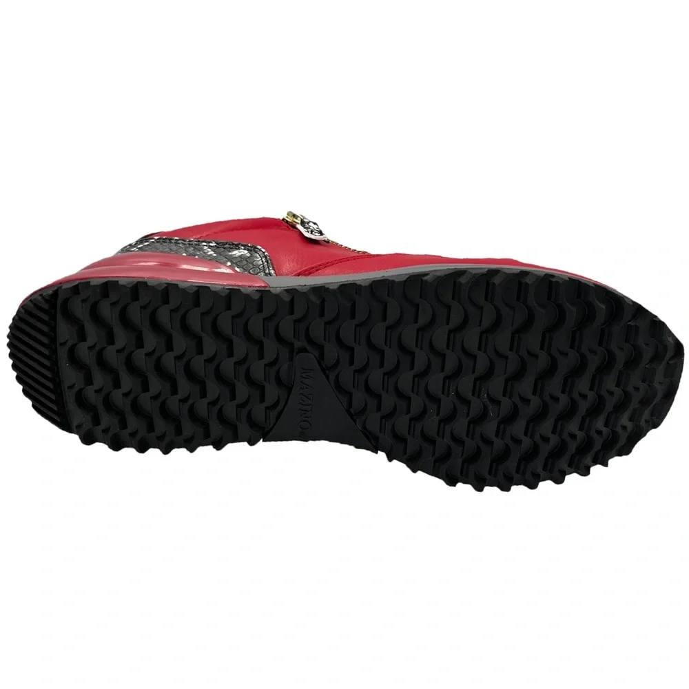 Men’s Red Athletic Sneaker with Snake-Print Accents - Azurite 213 - Picture 5 of 5